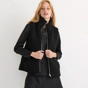 J.Crew Mercantile Sherpa Vest Gold Zip Medium